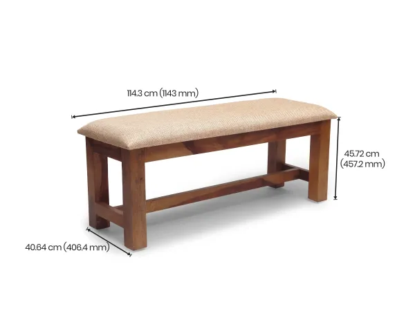 Alexa Solid Wood Bench with Cushioned Top